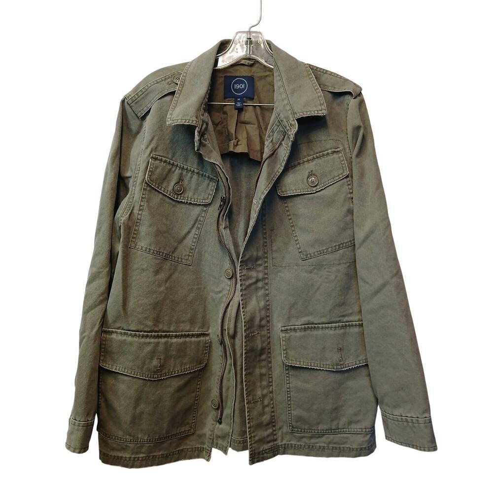 1901 Nordstrom Men M Olive Green Cotton Military Utility Field Jacket Coat